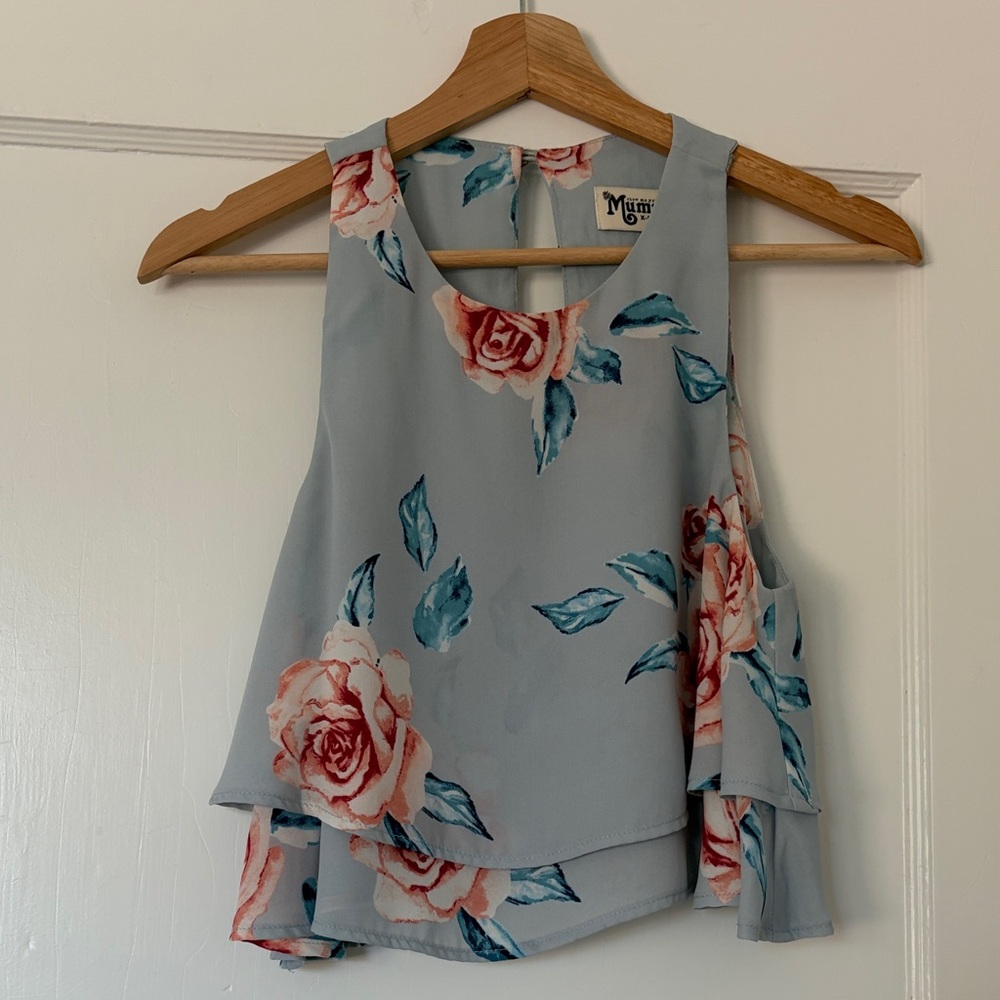 Show Me Your MuMu Floral Layered Blouse - Blue and Pink
